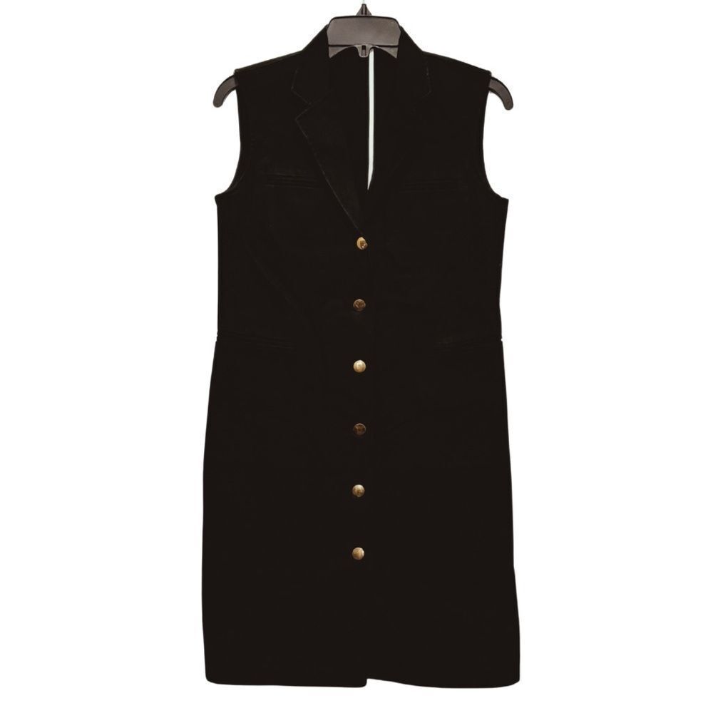 CÉLINE V-Neck Sleeveless Cotton Blazer Dress
